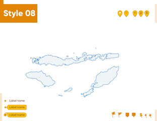 Naklejka na meble East Nusa Tenggara, Indonesia - grid map isolated on white background. Outline map. Simple line, vector map.