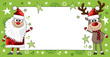 weihnachten karte grün mit santa claus und rudolph