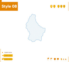 Naklejka na meble Luxembourg - grid map isolated on white background. Outline map. Simple line, vector map.