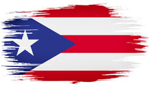 Colorful Hand-drawn Brush Strokes Painted National Country Flag Of Puerto Rico. Template For Banner, Card, Advertising , Ads, TV Commercial, Web Design And Magazine