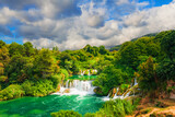 cascading waterfall in the national park Krka, Croatia