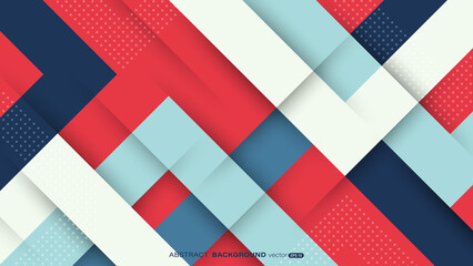 Wall Mural - Geometric abstract background. Dynamic colorful shape and shadow on red background