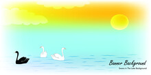 Swans In The Lake Landscape Background