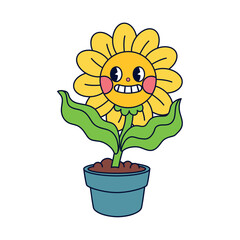 Poster - cartoon flower in pot