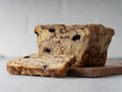 artisan baked cinnamon blueberry bread loaf and slice