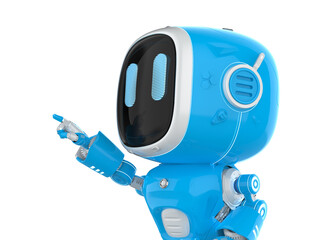 Poster - cute and small artificial intelligence assistant robot finger point