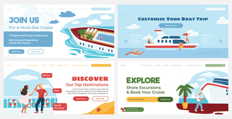 Wall Mural - Web page set with summer cruise trip advertising