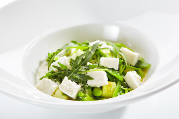 Canvas Print - Avocado Pear Salad with Broccoli, Rucola, Peas and Cheese