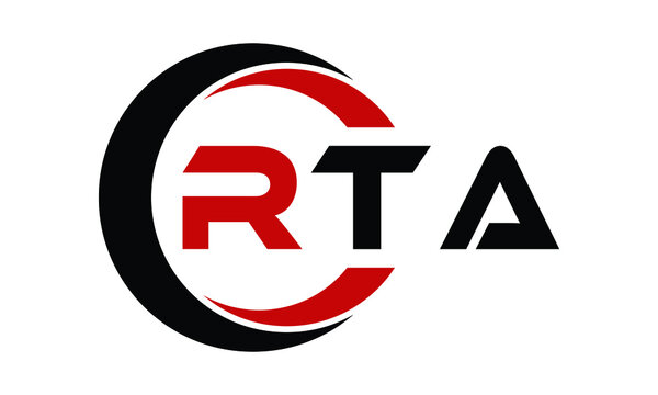 RTA three letter swoosh logo design vector template | monogram logo | abstract logo | wordmark logo | letter mark logo | business logo | brand logo | flat logo | minimalist logo | text | word | symbol
