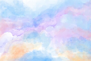 abstract watercolor background with clouds, splashes illustration ,vanilla sky 