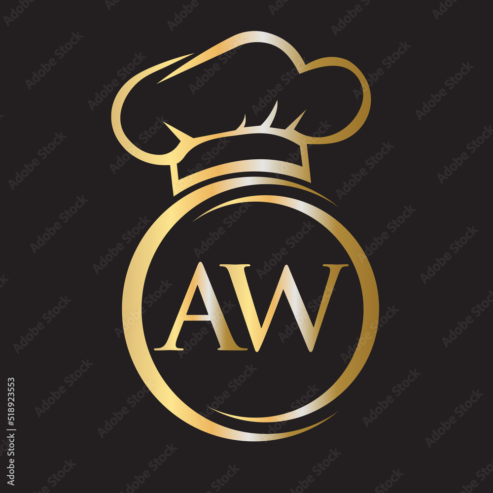 Initial Letter AW Restaurant Logo Template. Restaurant Logo Concept ...