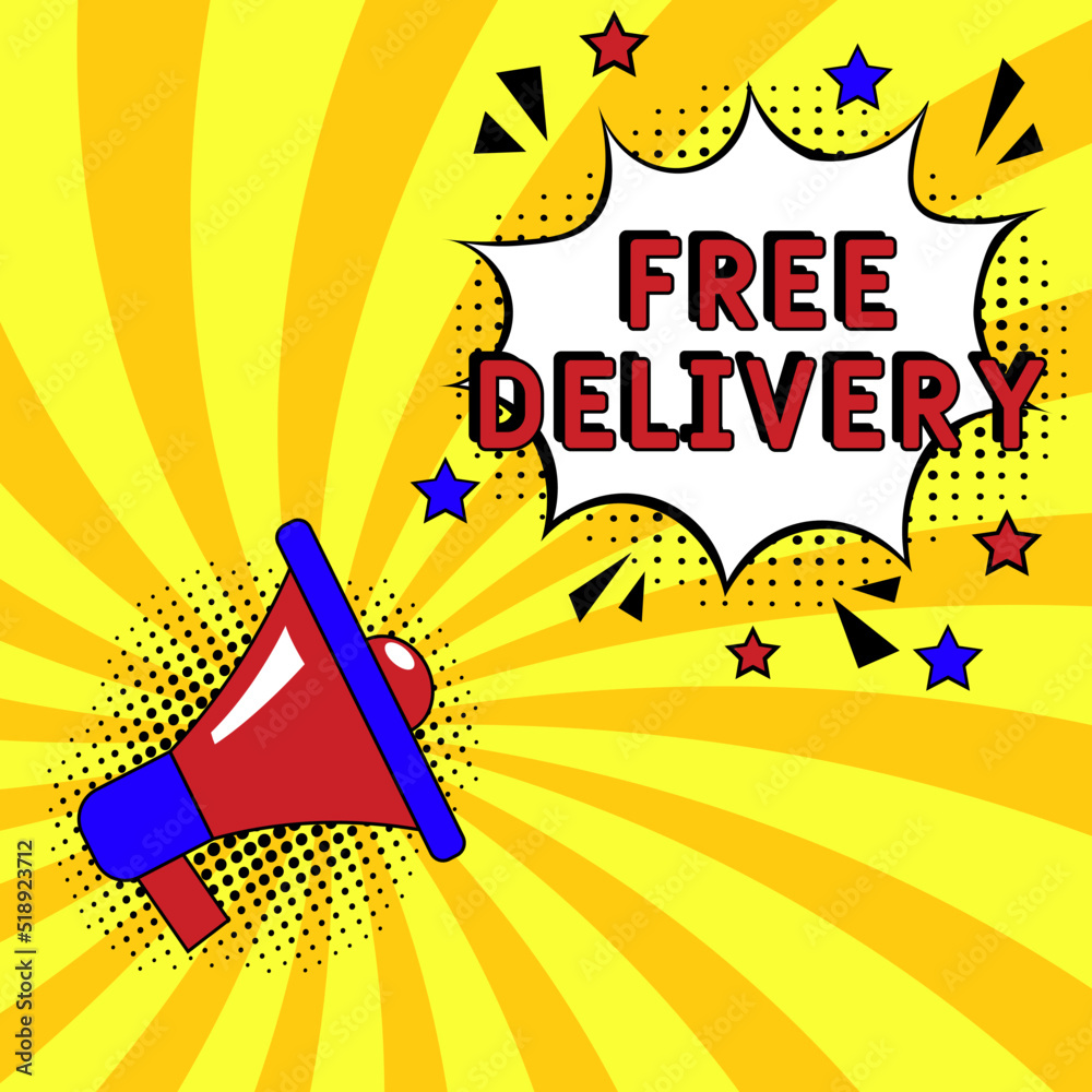 Comic book explosion with text Free delivery, vector illustration. Free ...