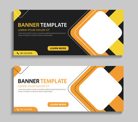 Aufkleber - horizontal business web banner template design. modern cover banner vector design with place for pic