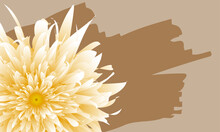 Abstract Yellow Flower With Brown Color Paint On Light Brown Background.