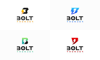 Wall Mural - set of b initial bolt thunder logo designs concept vector, electricity technology designs template