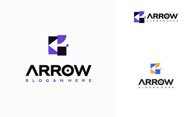 Wall Mural - simple arrow logo designs concept vector, line fast logistic logo template