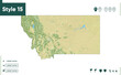 Montana, USA - map with shaded relief, land cover, rivers, lakes, mountains. Biome map.