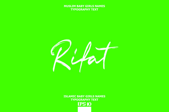 Islamic Female Name Brush Calligraphy Text Rifat 