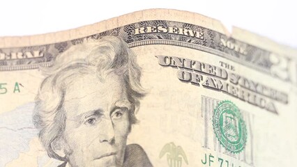 Poster - Twenty US dollars close-up. Banknote rotation.