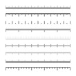 © 32 pixels - Various measurement scales with divisions. Realistic scale for measuring length or height in centimeters, millimeters or inches. Ruler, tape measure marks, size indicators. Vector illustration