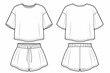 Women pajama sleepwear with crop top and wide short pant