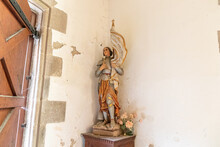 Ploumilliau (Plouilio), France. Representation Of Joan Of Arc (Jeanne D'Arc) Inside The Eglise Saint-Milliau (St Miliau Church)