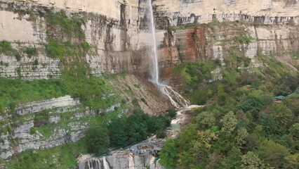 Wall Mural - Aerial view of the Kinchkha waterfall in the canyon of the river Okatse, Georgia