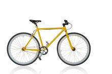 Side View Yellow And Black Bicycle On White Background, Object, Fashion, Sport, Relex, Decor, Gift, Copy Space