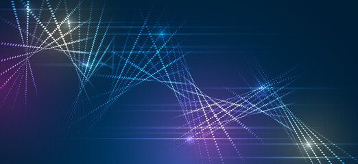 Poster - Blue background with various technological elements. Hi-tech computer digital technology concept. Abstract lines. Technology communication vector illustration.