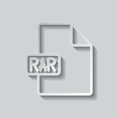 Wall Mural - RAR file simple icon vector. Flat design. Paper style with shadow. Gray background.ai