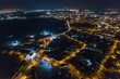 Foto aérea noturna da cidade de Paulínia. Localizada no interior de São Paulo. Brasil 2022.
