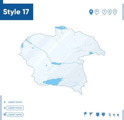 Naklejka na meble Almaty, Kazakhstan - map isolated on white background with water and roads. Vector map.