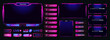 Vector streaming screen panel overlay game template neon theme. Live video, online stream futuristic technology style. Abstract digital user interface. Live streaming button. Vector 10 eps
