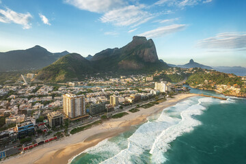 Canvas Print - Aerial view of Barra da Tijuca and Pedra da Gavea Hill - Rio de Janeiro, Brazil