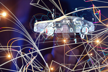 Poster - digital car technology smart in virtuel room