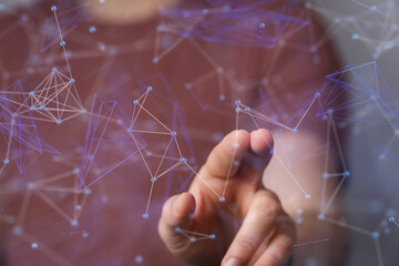 Wall Mural - Concept of internet network. double exposure