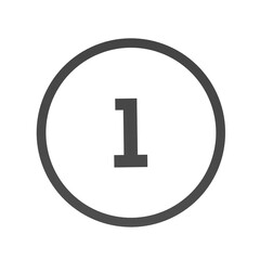 Poster - Gray number 1 in a circle on a white background. Numbers and numbers. Numbering. Rendering an image.