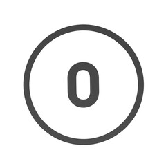 Poster - Gray number 0 in a circle on a white background. Numbers and numbers. Numbering. Rendering an image.