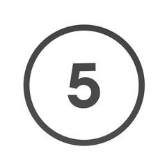 Poster - Gray number 5 in a circle on a white background. Numbers and numbers. Numbering. Rendering an image.