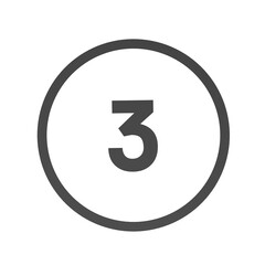 Poster - Gray number 3 in a circle on a white background. Numbers and numbers. Numbering. Rendering an image.