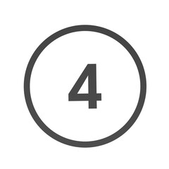 Poster - Gray number 4 in a circle on a white background. Numbers and numbers. Numbering. Rendering an image.
