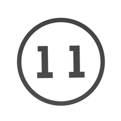 Poster - Gray number 11 in a circle on a white background. Numbers and numbers. Numbering. Rendering an image.