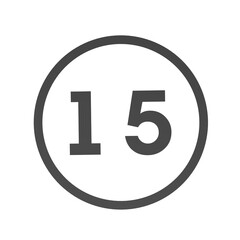 Poster - Gray number 15 in a circle on a white background. Numbers and numbers. Numbering. Rendering an image.