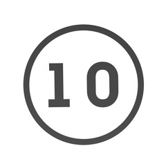 Poster - Gray number 10 in a circle on a white background. Numbers and numbers. Numbering. Rendering an image.