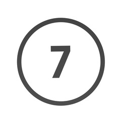 Poster - Gray number 7 in a circle on a white background. Numbers and numbers. Numbering. Rendering an image.