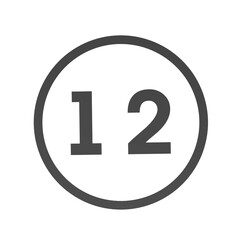 Poster - Gray number 12 in a circle on a white background. Numbers and numbers. Numbering. Rendering an image.