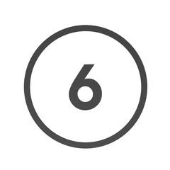 Poster - Gray number 6 in a circle on a white background. Numbers and numbers. Numbering. Rendering an image.