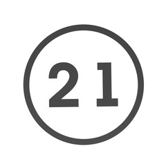 Poster - Gray number 21 in a circle on a white background. Numbers and numbers. Numbering. Rendering an image.