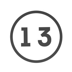 Poster - Gray number 13 in a circle on a white background. Numbers and numbers. Numbering. Rendering an image.