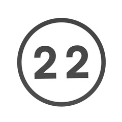 Poster - Gray number 22 in a circle on a white background. Numbers and numbers. Numbering. Rendering an image.